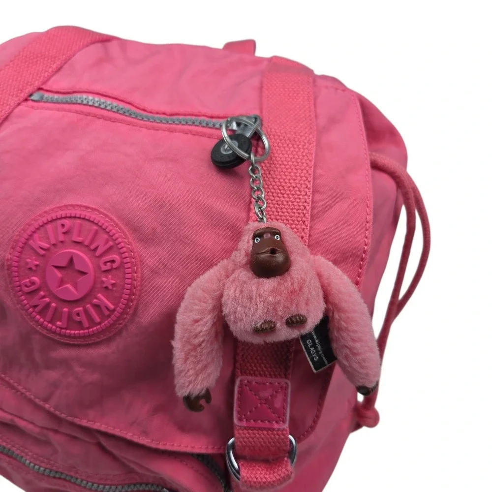 Kipling Backpack Small Pink Nylon Y2K Barbiecore Monkey Gladys